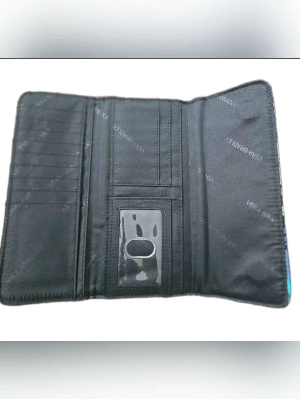 Vera Bradley Tri-fold Wallet Magnetic Closure Clutch Camofloral Retired Blue EUC - Picture 6 of 9